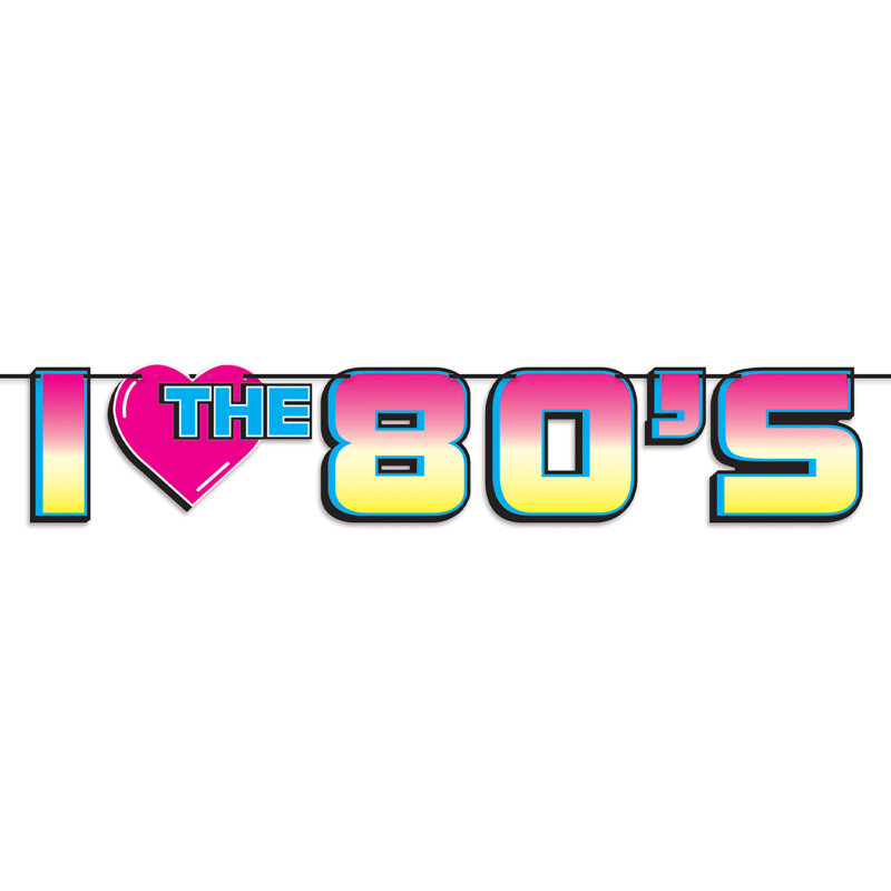 I Love The 80's Streamer - 7 po x 6 pi - paquet de 12