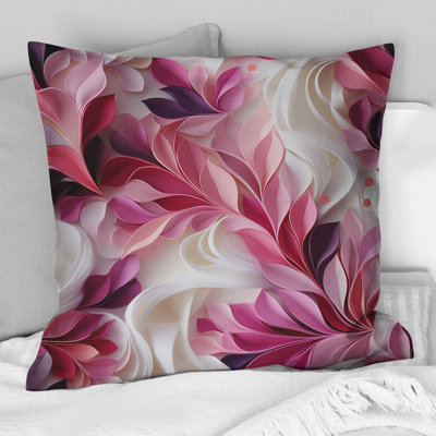Pink And White Abstract Waves Serenity -  Printed Throw Pillow