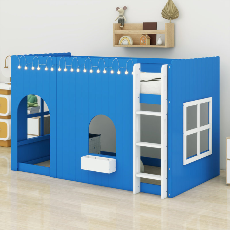 Mignon lit mezzanine à DEL, Twin, Bleu Klein