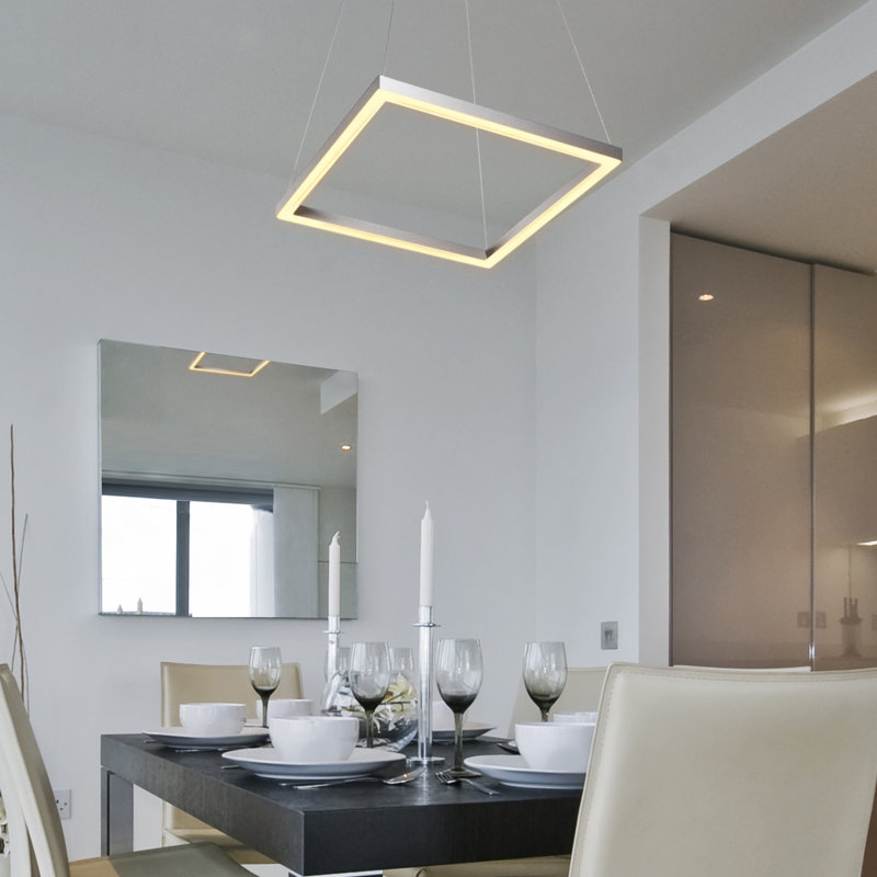 White Crystal 20-Inch Modern Square LED Chandelier
