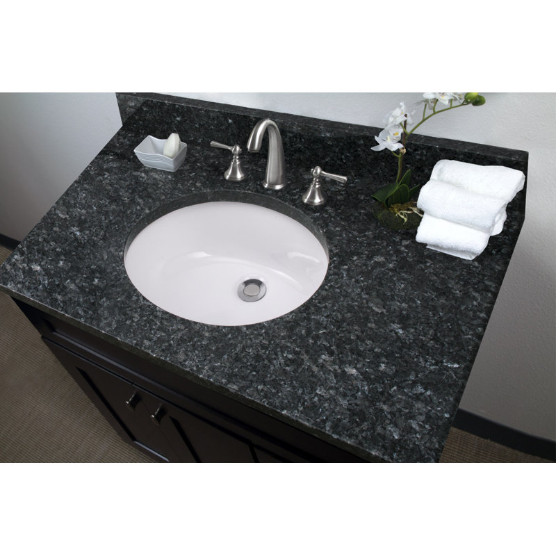Plateau de meuble-lavabo simple 37 po avec lavabo, Noir galaxie, 4" Centres