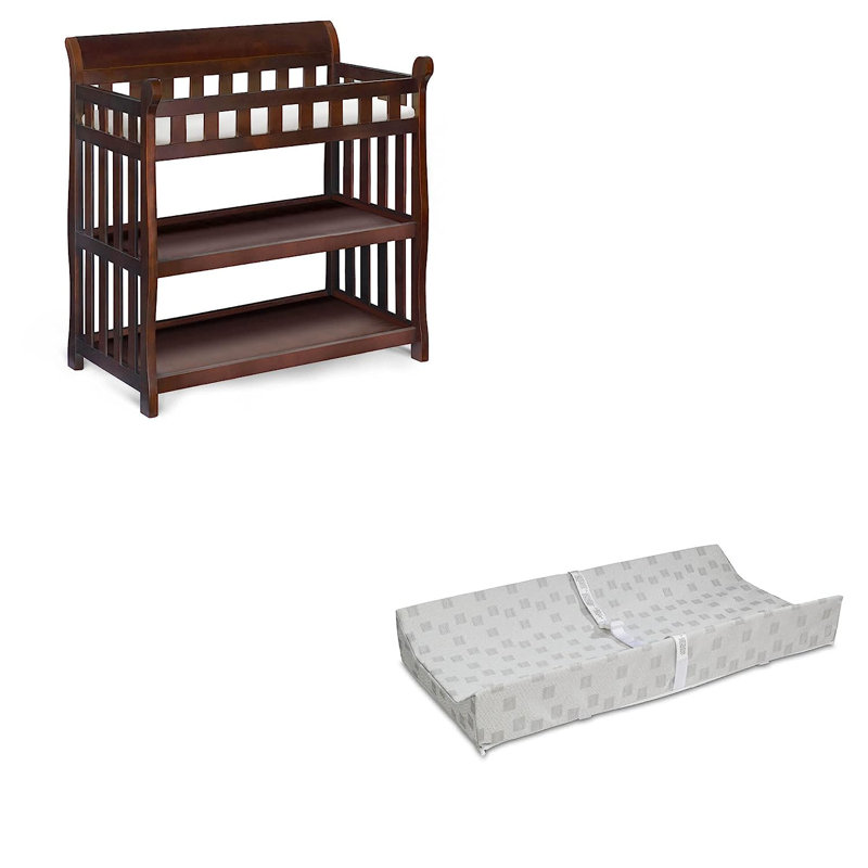 Black Cherry Espresso Wooden Changing Table with Safety Strap