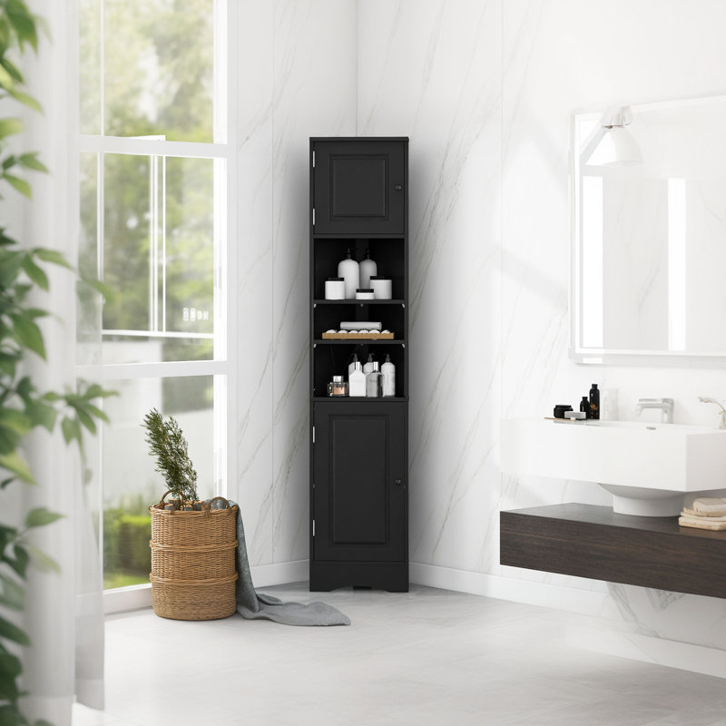 Armoire de rangement haute multifonctionnelle, Noir, noir, noir, noir