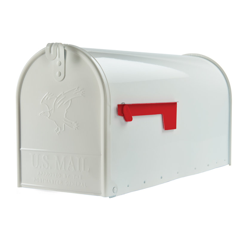 Elite Large White Steel Post Mounted Mailbox