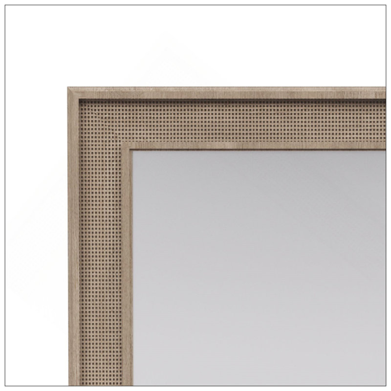 Miroir en bois de couleur sable, durable et élégant, parfait pour un décor moderne et traditionnel, 40 po x 40 po, Carrée