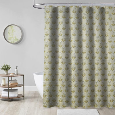 Handmade Block Print Shower Curtain – Artisan Crafted Elegance for Your Bathroom, Rishi, White
