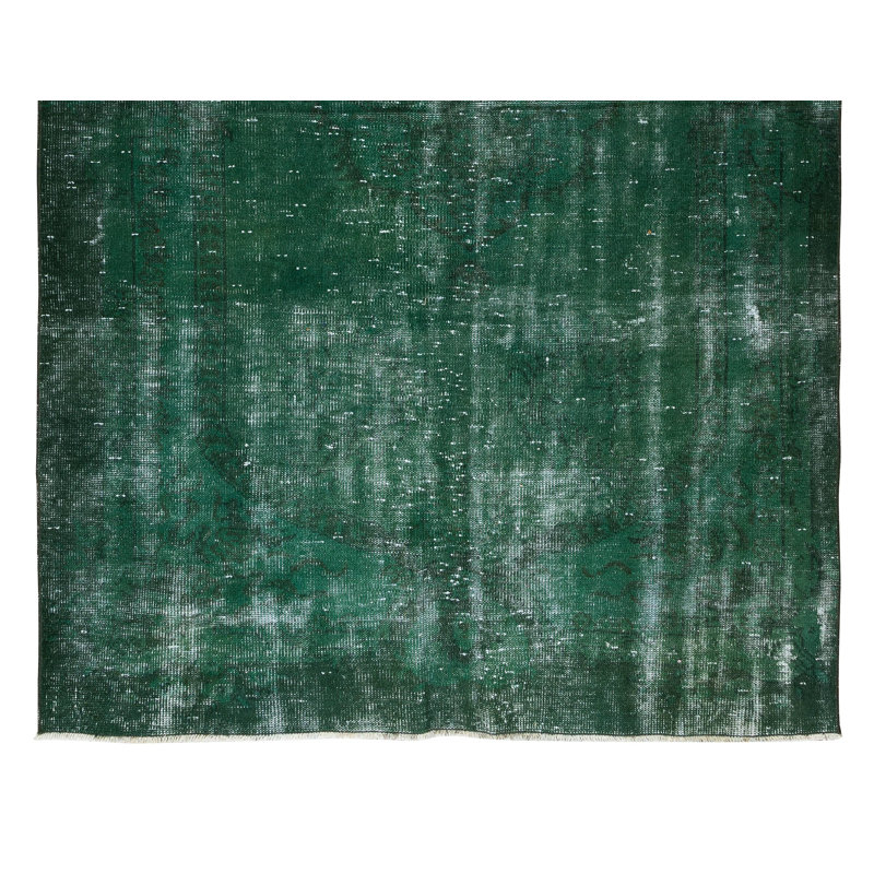 Tapis turc fabriqué à la main de 5,6 x 8,6 pi surteint en vert, 4 superbes intérieurs modernes