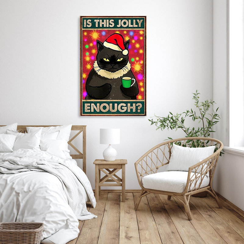 Kheya Cat Is This Jolly Enough - 1 pièce, impression d'art graphique rectangulaire sur toile tendue, L 11 po x H 14 po