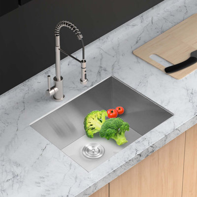 Laundry Sink 23 Inch - 23x18x12 Inch Undermount Laundry Utility Sink Deep Single Bowl 16 Gauge Stainless Steel Laundry Tub Sinks