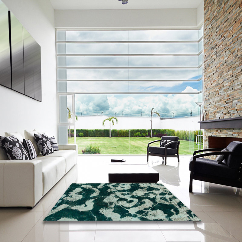 Tapis décoratif multicolore à motif abstrait, Carré 4 pi