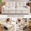 Canapé-lit convertible moderne de 77 po avec poche de rangement latérale, canapé-lit 2 en 1, canapé rembourré multifonctionnel pour le salon, la chambre à coucher et un appartement, beige-1076232664