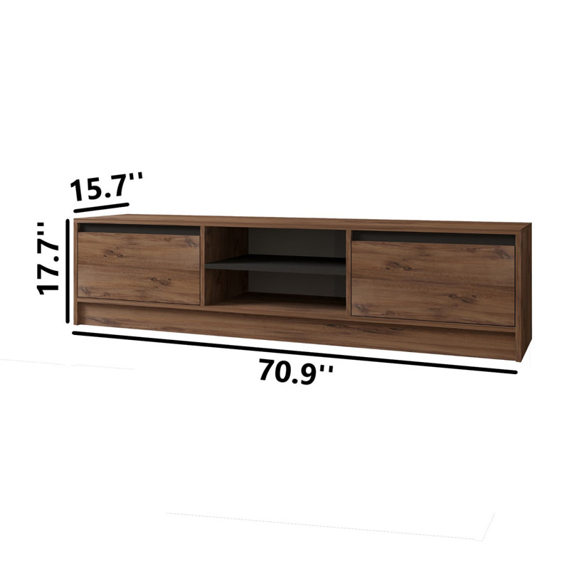 Meuble télé moderne de 70,9 po x 17,7 po x 15,7 po | 100% panneau de particules enduit de mélamine, épaisseur: 0,7 pouce | Design élégant avec pieds en plastique, parfait pour le salon et les espaces de divertissement