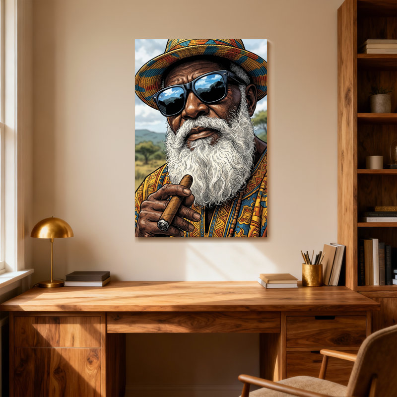 Impression de motif de chapeau de lunettes de soleil mode coloré avec barbe et cigare, H 40 po x l 28 po