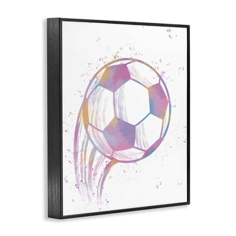 Giclée de ballon de soccer Fast Pastel encadrée, design par Marcus Prime, H 30 po x l 24 po, Giclée encadrée noir minuit