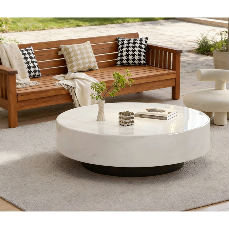 Table basse d'extérieur en marbre, H 13,77 po x l 35,43 po x P 35,43 po