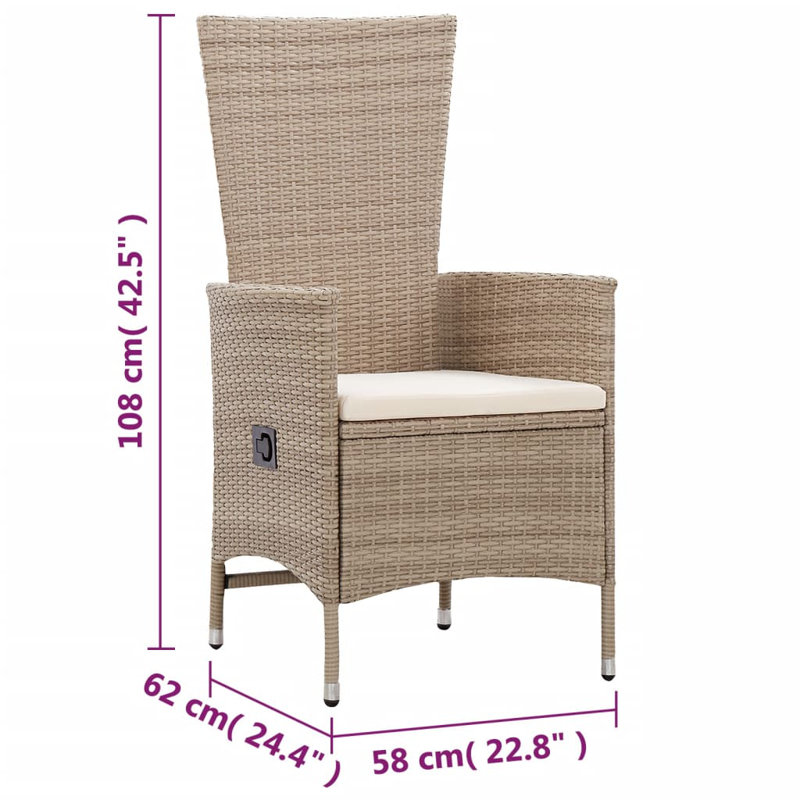 Chaise de patio avec coussins, Blanc, Noir