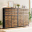 Commode 16 tiroirs pour chambre à coucher, commode haute avec tiroirs de rangement en tissu-1050114694