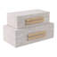 Boîte de rangement décorative en tissu avec couvercle et fermeture métallique double - Rangement moderne idéal pour photos ou objets de décoration - Lot de 2, 23 cm, brun
