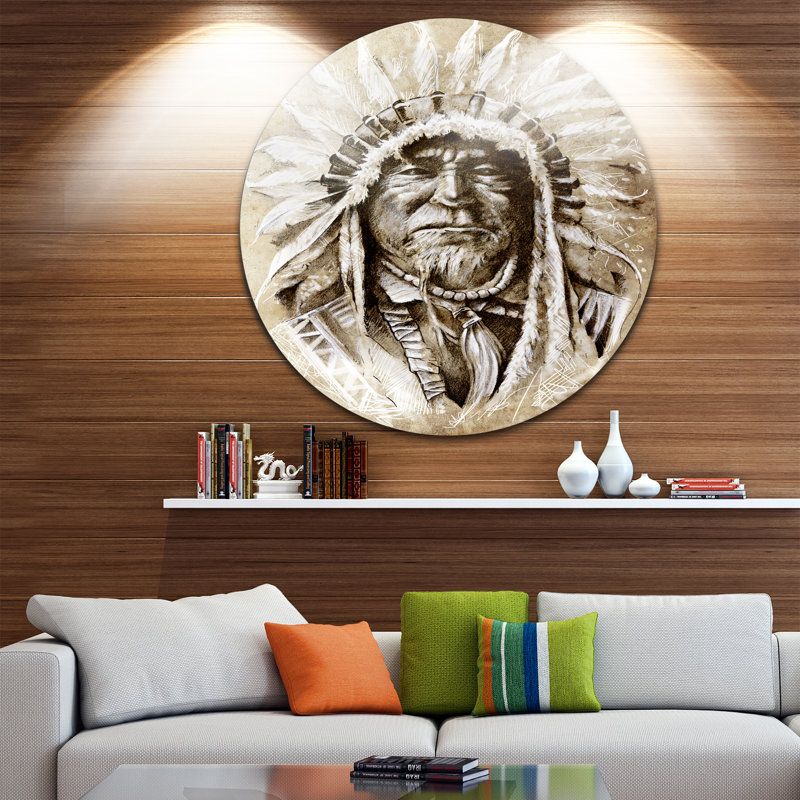 «American Indian Head», reproduction d'art, H 23 po x l 23 po x P 1 po, Toile tendue avec châssis