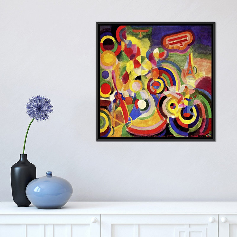 « hommage to bleriot », reproduction d’art sur toile Robert Delaunay, H 26 po x l 26 po x P 1,5 po, Toile avec cadre noir