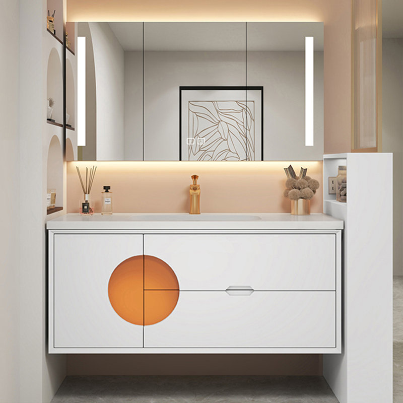 Armoire de salle de bain simple de style nordique, Blanc
