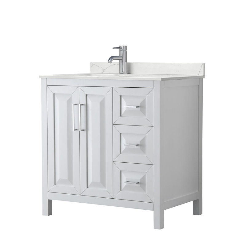 Daria 36'' W Vanity, Giotto Quartz, White, Polished Chrome
