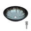 Artistic Grey Crackle Tempered Glass Vessel Sink With Pop-Up Drain, Bathroom Oval Basin Tempered Glass Vanity (No Faucet)