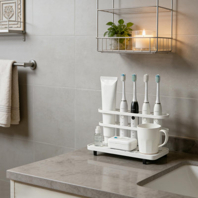Toothbrush Holders For Bathrooms, 5 Slots Electric Toothbrush Organizer,Toothpaste Holder And Storage,White