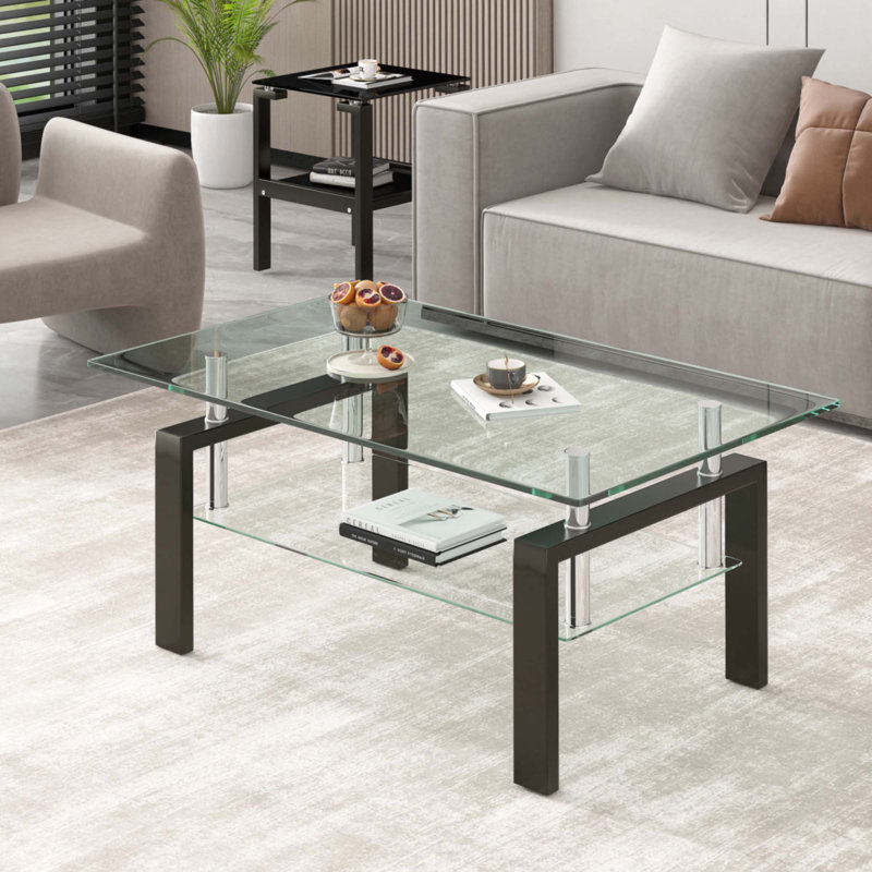 Table basse en verre trempé transparent