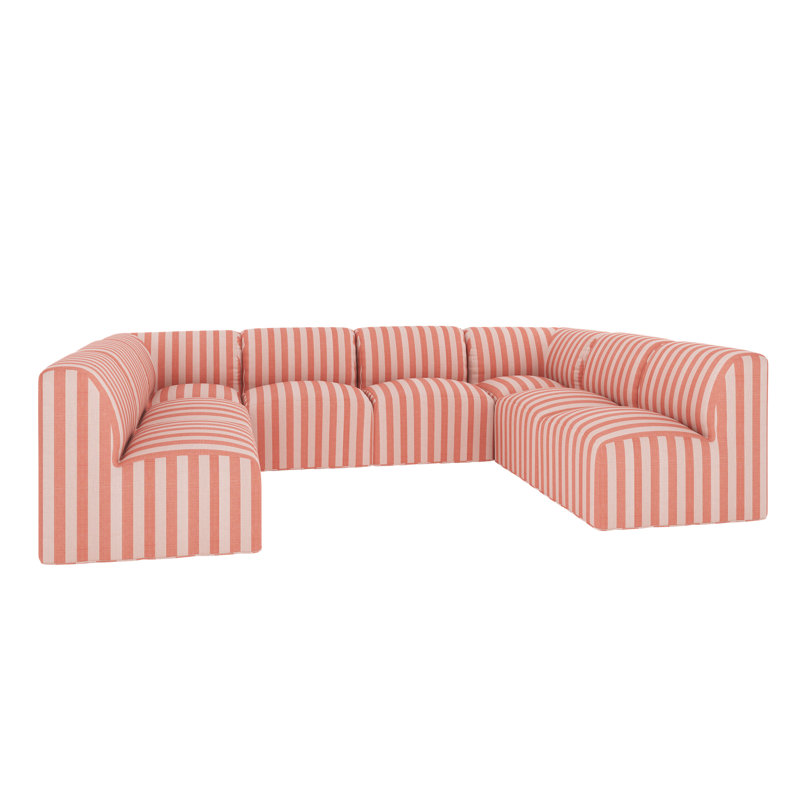 Praia 124" Sunbrella® Outdoor U Sectional, Expressive Blush