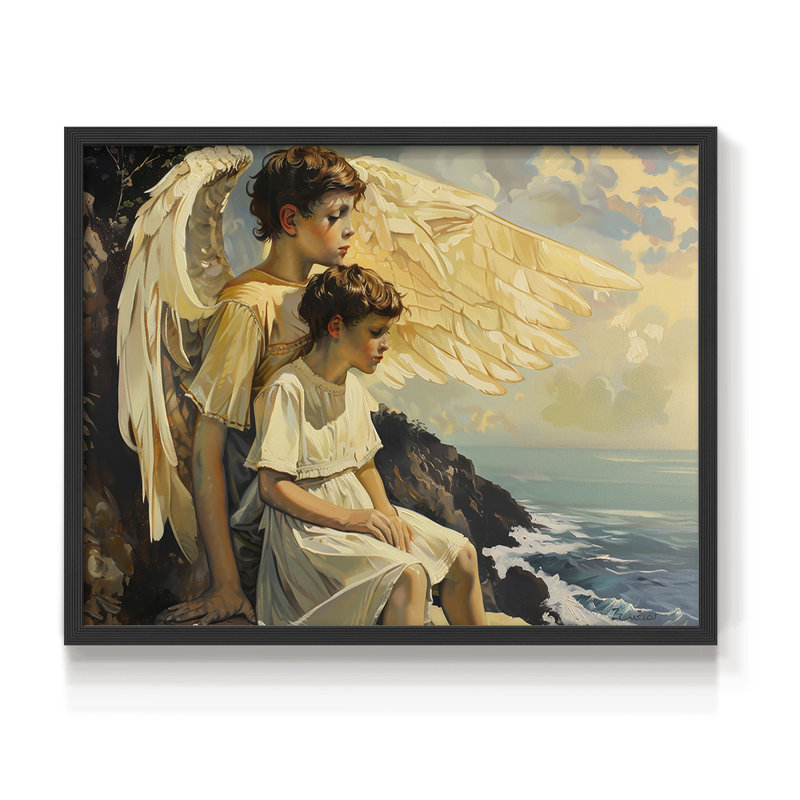 Angels From Above-XCII - Impression encadrée - Restickable, H 8 po x l 10 po, Noir, noir, noir, noir
