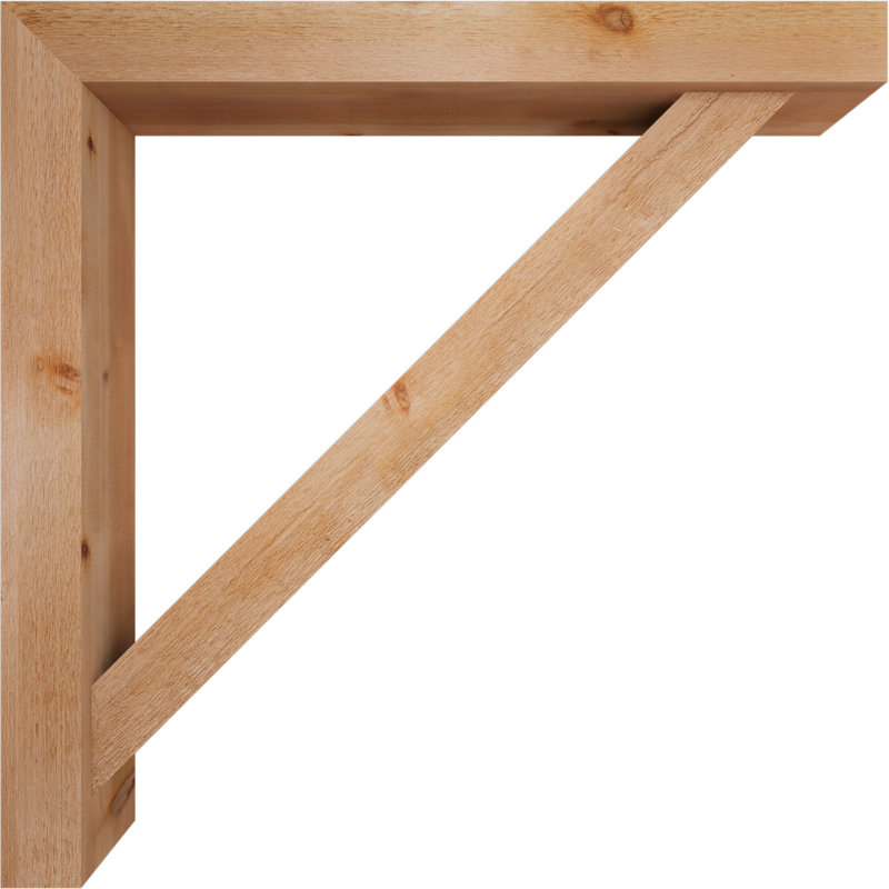 Traditional Block Bracket w/ Offset Brace, 6"W Western Red Cedar (Rough Sawn), 44 x 44