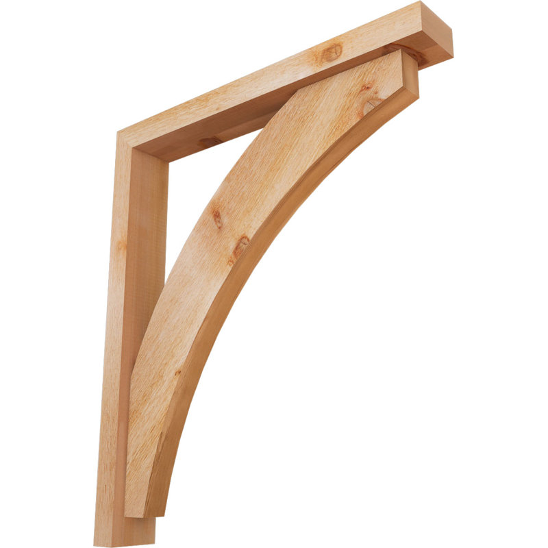 Thorton Block Bracket with Offset Brace, 32 x 28, 4"W Western Red Cedar (Rough Sawn)