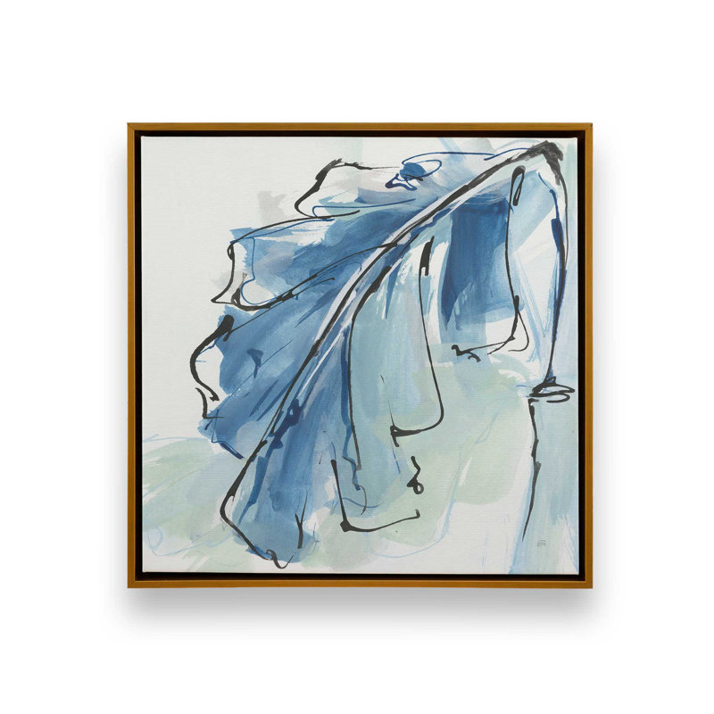 Feuille de bananier azur, reproduction sur toile dans un cadre, Or poli, H 12,75 po x l 12,75 po