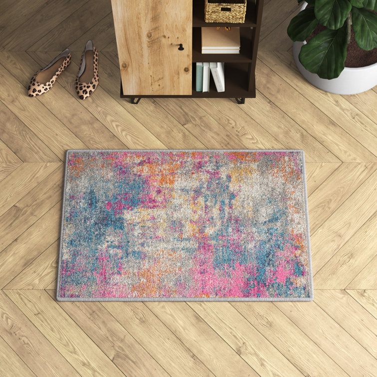 Abbate Abstract Pink/Blue/Orange/Ivory Area Rug