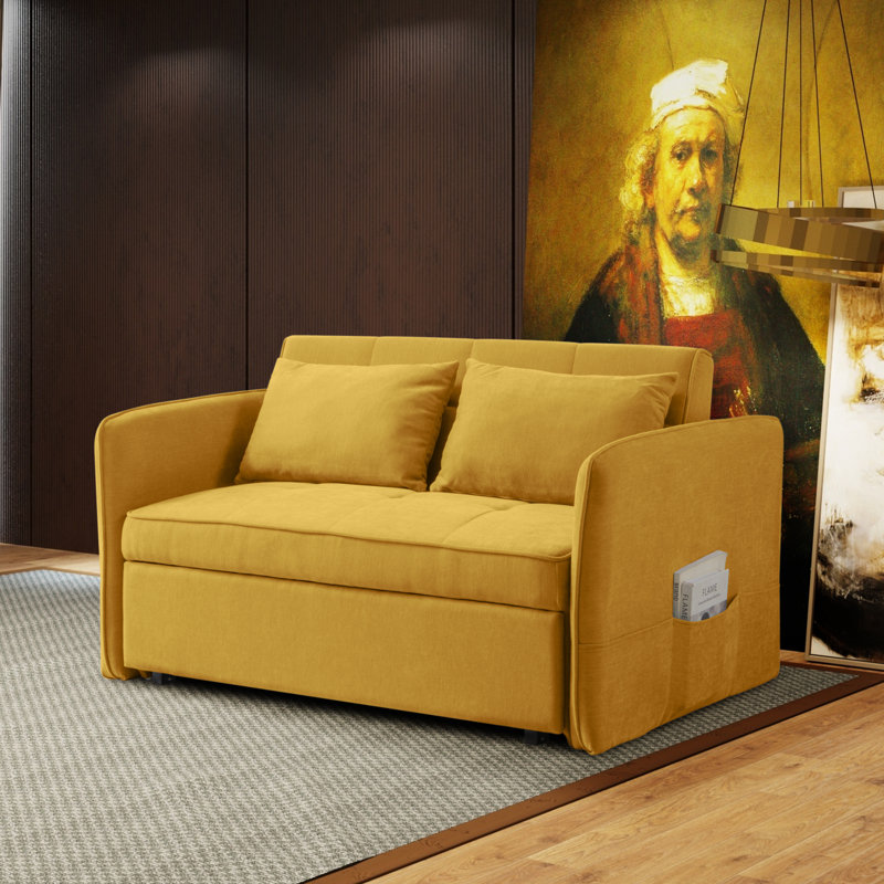 Goeselt 53.5'' Upholstered Loveseat, Yellow Chenille