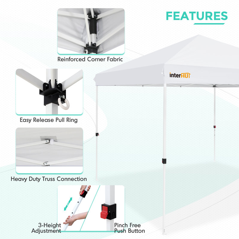10 Ft White Steel Pop-Up Canopy Tent with Rolling Bag