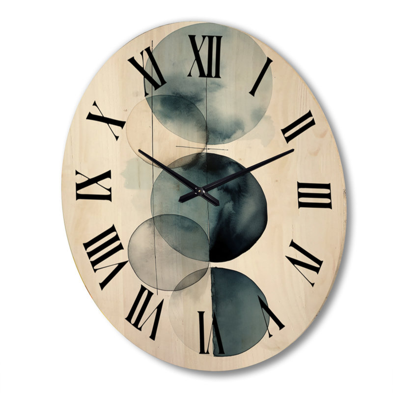 Horloge murale circulaire sur toile en bleu rétro IV, Très grand