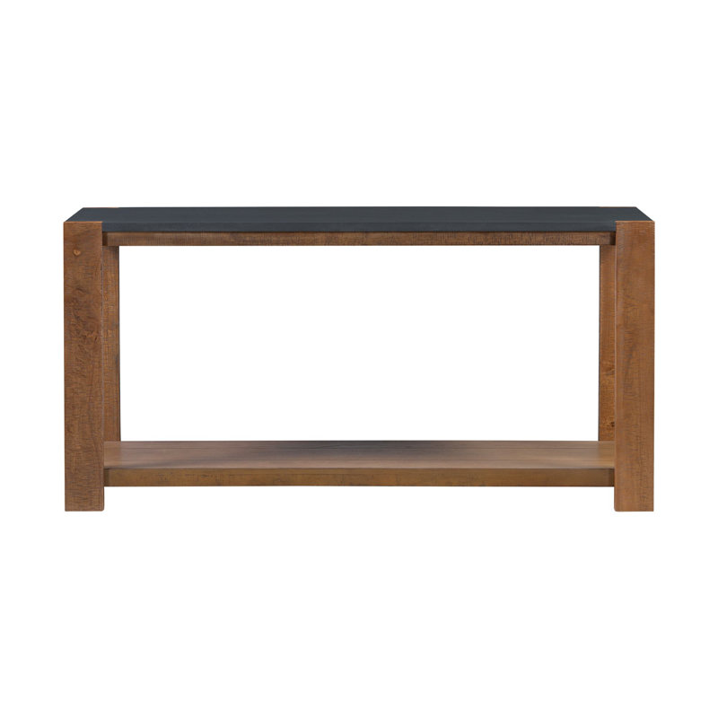 59.8'' Solid Wood Top Console Table, Dark Gray/Brown