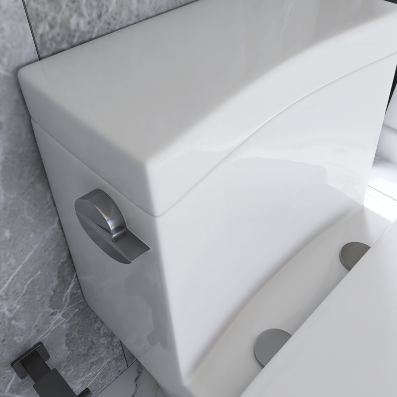 Toilette allongée 12 po à pièce unique avec chasse d'eau 1,28 GPF et siège blanc inclus