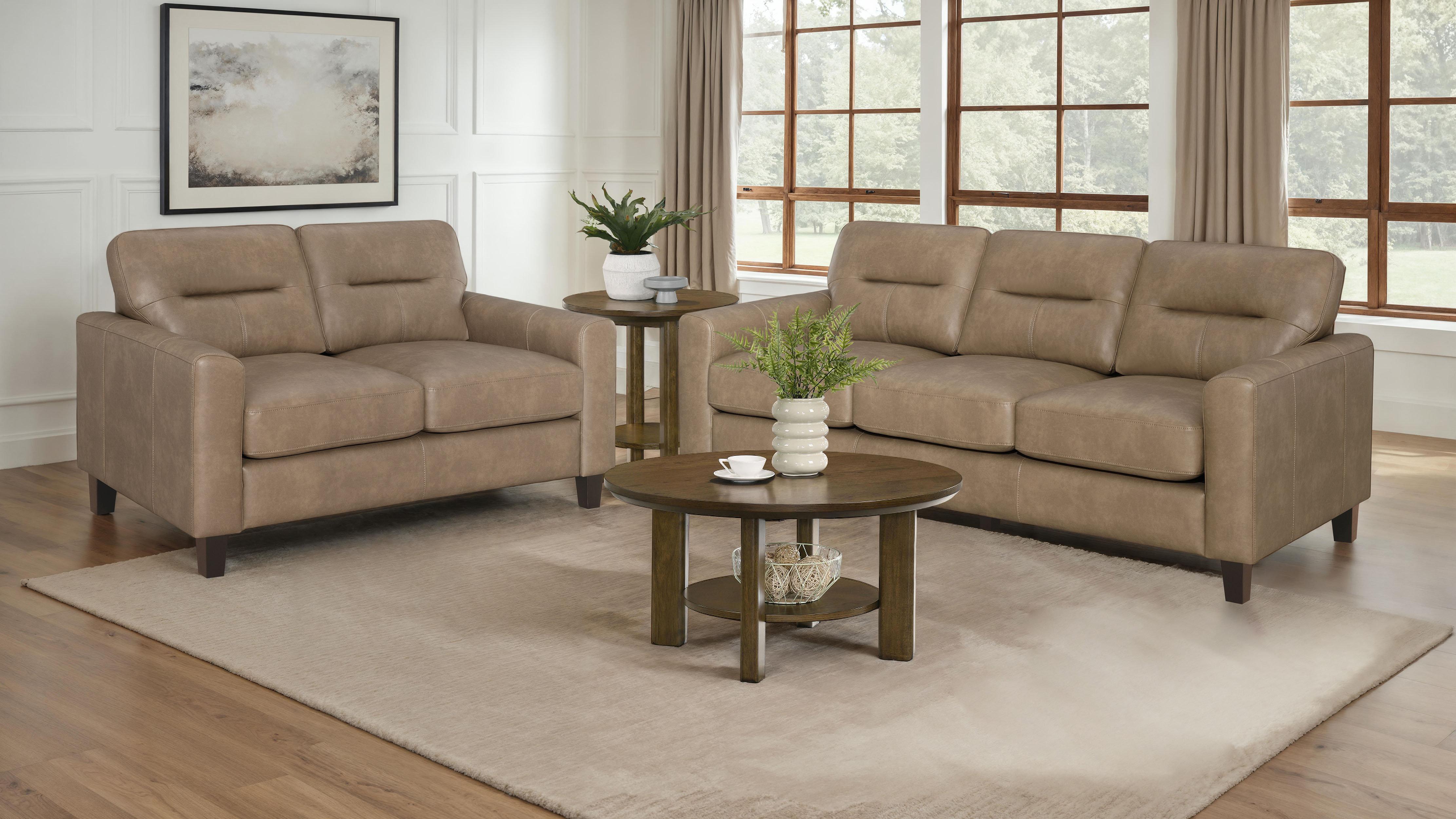 Latitude Run® Hennigan 2-Piece Faux Leather Upholstered Sofa Set | Wayfair