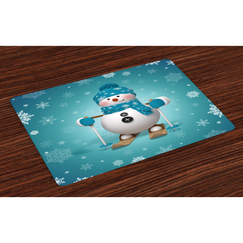 Dawna Snowman Skiing Snowflakes Fun Placemat