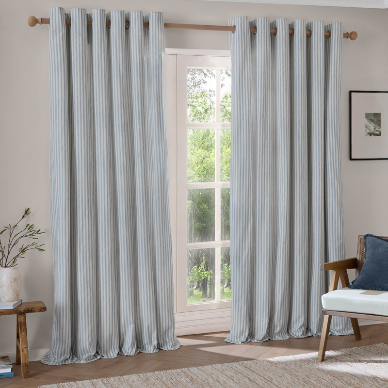 Hebden 100% Cotton Blackout Curtain Panel Pair, 229cm Width x 229cm Drop, Blue