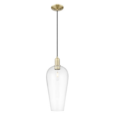 Downtown Urban - Chelsea - 1 Light 8" Cord Hung Mini Pendant - Brushed Satin Nickel Finish - Seedy Shade