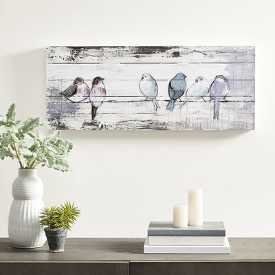 Art mural de planche de bois peint à la main, teintes grises et blanches, 30 po x 12 po x 1,5 po, rustique, Summers 'Design Decor, blanc, décoration intérieure