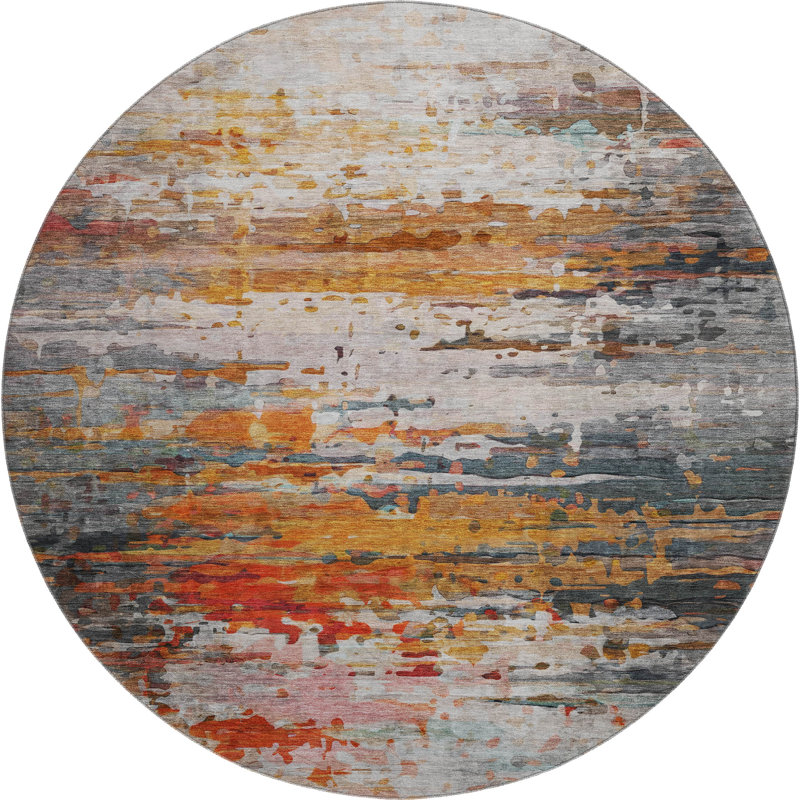 Premium Machine Washable Mayfield AMF2034 Abstract Rug, Teal, 2'6" x 3'10"