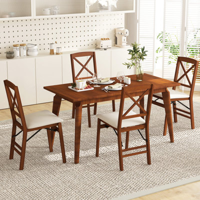 Ensemble de chaises de cuisine avec dossier rembourré avec cadre en bois d'hévéa