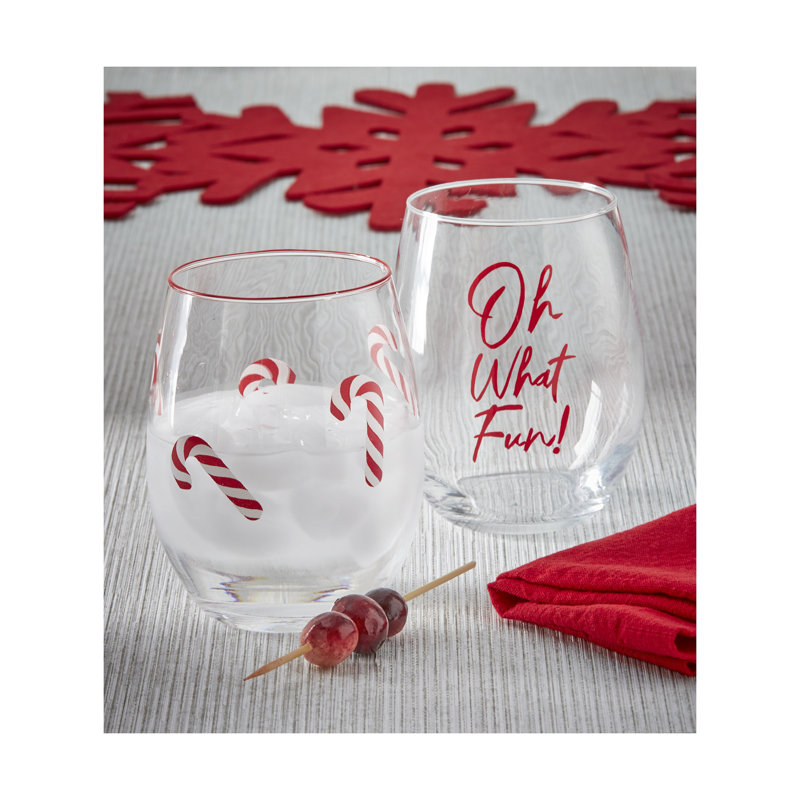 Candy Cane Stemless Wine