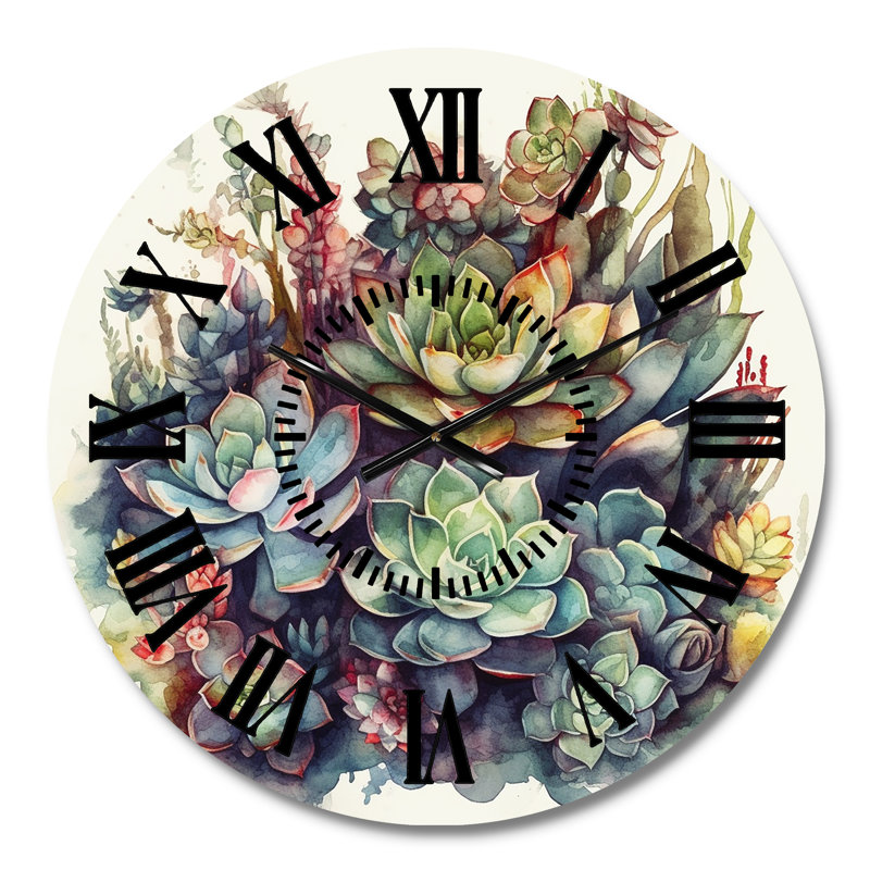 Horloge murale Cactus vert III, Médium