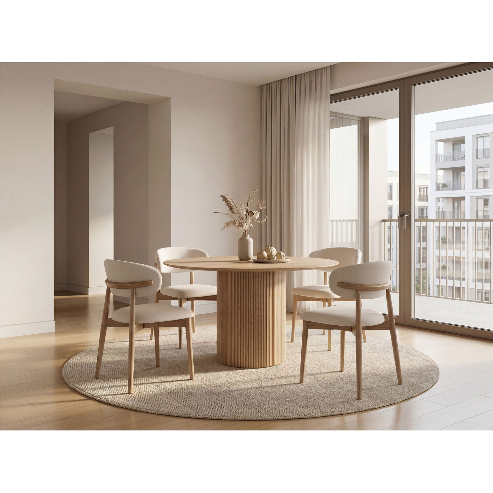 Dining Table, Natural, 30" H x 45.28" L x 45.28" W